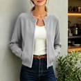 thumbnail image 4 of Fmbrln Women's Zip Up Bomber Jacket Stand Collar Raglan Long Sleeve Jackets with Pockets Fall Casual Trendy Outerwear, 4 of 6