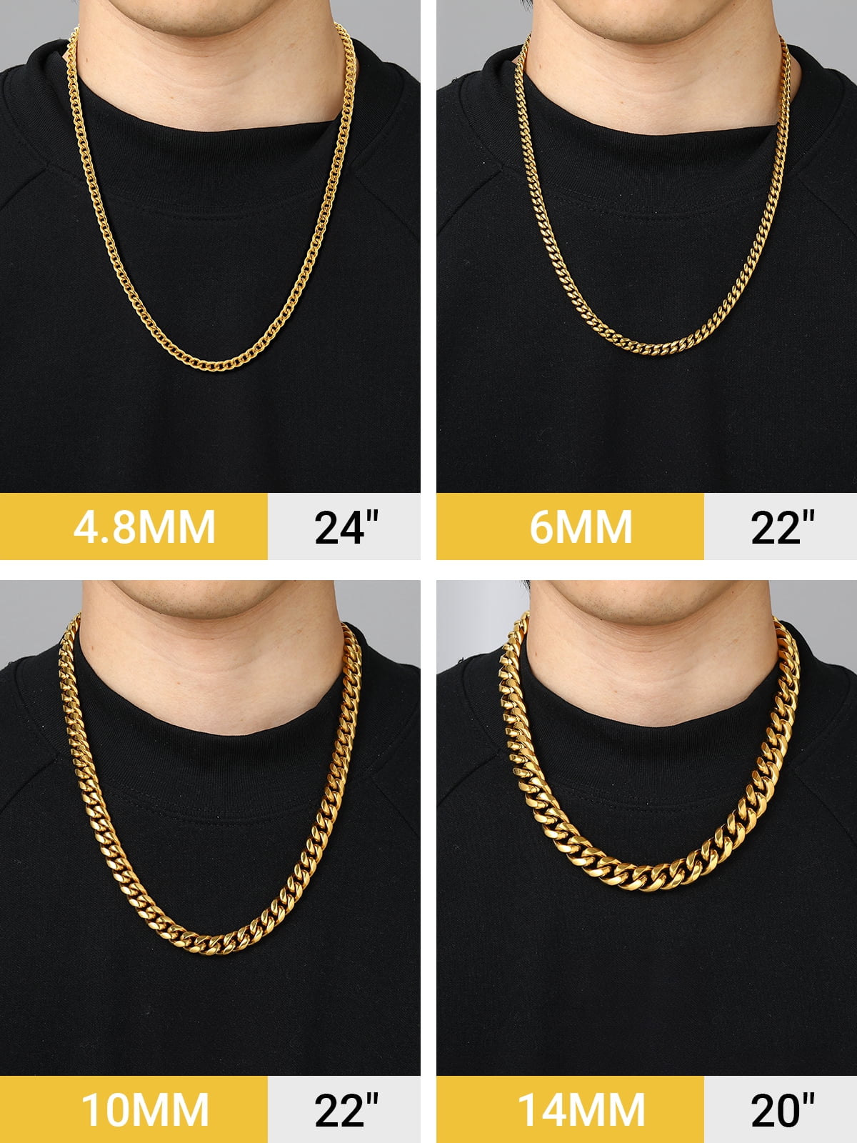 PROSTEEL 14K Gold Plated Cuban Chain for Men Curb Necklace 10mm Thick Hip Hop Mens Gift for Birthday 26 Inch