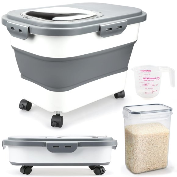 Contenedores de almacenamiento de arroz Komzon plegables de 9 a 14 kg con rueda