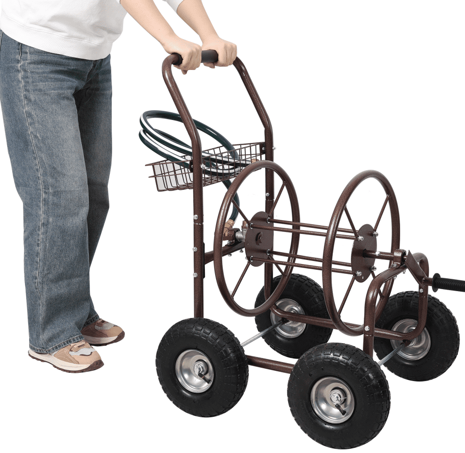 Metal Hose Reel Cart Heavy Duty 250 Ft Capacity with Wheels