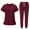 01-Wine, variant on Scrubs for Women Set Stretch V-Neck Scrub Tops & Cargo Pant Quick Drying Solid Medical Nurse Uniform with Pockets