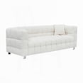 thumbnail image 3 of Modern Beige White Teddy Plush Sofa 80 Inch for Living Room with Heavy-Duty Hardware Foot Support and 2 Throw Pillows, 3 of 8