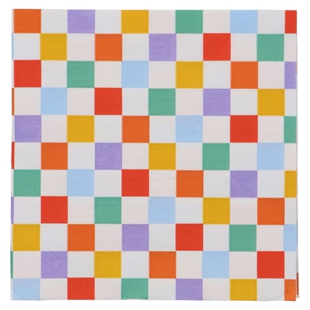 Celebrate It Multicolor Check Lunch Napkins Playful Patterned 3-Ply Paper Tissue Multicolor 6.4 12 Pack (240 Total)