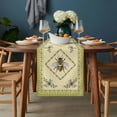 thumbnail image 3 of Rustic Bee Pastoral Flower Table Runner-72 Inch Long Green Border Table Runners Linen Burlap Tablerunner for Kitchen Dining Room Holiday Party, 3 of 9