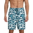 thumbnail image 1 of Balery Ocean Waves Pantalones cortos de pijama de punto de algodón para hombre con cinturilla y bolsillos-4X-Large, 1 of 6