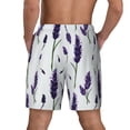 thumbnail image 3 of Kdxio Lavender Flowers Print Men's Swim Trunks with Compression Liner 7 Inch Inseam Quick Dry Swim Shorts, 3 of 7