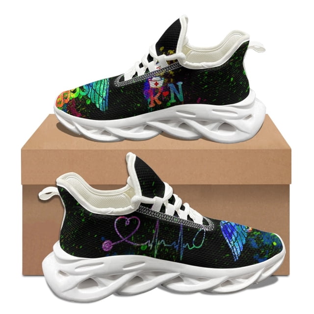 Zapatillas deportivas EMT EMS paramédicos con estampado de alas degradadas para mujer, para otoño e invierno, para viajes al aire libre, transpirables, con impresión a pedido.