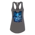 thumbnail image 2 of Wild Bobby, Tiger In The Snowy Night Animal Lover Ladies Racerback Tank Top, Dark Grey, X-Large, 2 of 3