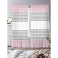 thumbnail image 4 of Pink Striped Semi Sheer Curtains 96 Inch Length 2 Panels Set, Multicolor Grey White Horizontal Stripes Sheer Kitchen Curtain Privacy Voile Window Curtain for Living Room Bedroom Rod Pocket Drapes, 4 of 7