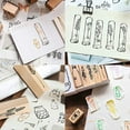 thumbnail image 6 of 8pcs Vintage Wooden Rubber Stamps Floral Stamps DIY Scrapbooking Card Making Decoration, 6 of 8