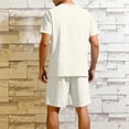 thumbnail image 2 of ZUKMRJPC Mens Short Sets 2 Piece Outfits V Neck Button Up T-Shirts and Shorts Solid Color Casual Lightweight Summer Tracksuit Sets, 2 of 8