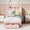 Light Pink, variant on Memoryfield Twin Bed Frame with Bookcase Headboard, Upholstered Platform Bed Frame with Under-Bed Drawer, No Box Spring Needed/Noise-Free, Light Pink