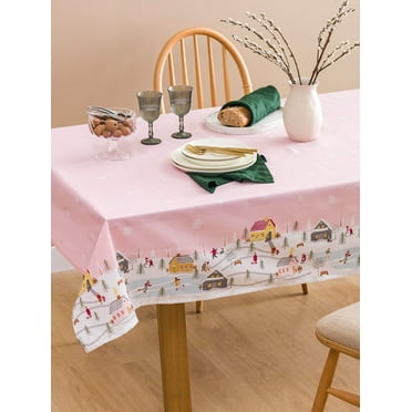 Powder Pink Christmas Themed Tablecloth 150x200 Cm