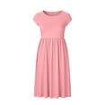 thumbnail image 5 of Daiosportswear Womens Casual Cap Sleeve Midi Dress Crewneck Swing Flowy Empire Waist Long Dress , Women'S Short-Sleeved Sundress Pink S(S), 5 of 6