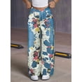 thumbnail image 6 of Women'S High Waisted Wide Leg Jeans Trendy Vintage Floral Print Denim Pants Color XL, 6 of 7