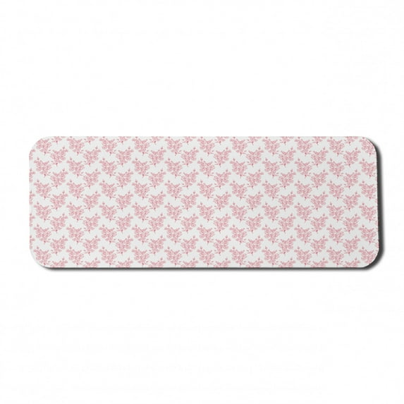 Floral Computer Mouse Pad, Romantic Botanical Motifs Along Lilium Flowers Bouquet Natural Art, Rectangle Non-Slip Rubber Mousepad Large, 31" x 12", Pastel Pink Blush and White, by Ambesonne