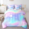 thumbnail image 1 of Ombre Laser Twin Bedding Sets, Shiny Stars Pearl Comforter Set, Gradient Glitter Print Room Decor (Comforter+Fitted+Flat Sheet+2 Pillowcases+2 Throw Pillow Covers) 7 Pieces Bed Set, 1 of 5