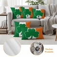 thumbnail image 6 of St Patrick Day Pillow Covers 2 Pack Vintage Green White Orange Irish Flag Green Shamrock Pillowcase Waterproof Outdoor Throw Pillow Cover for Patio Garden Square Cushion 20”x20”, 6 of 9