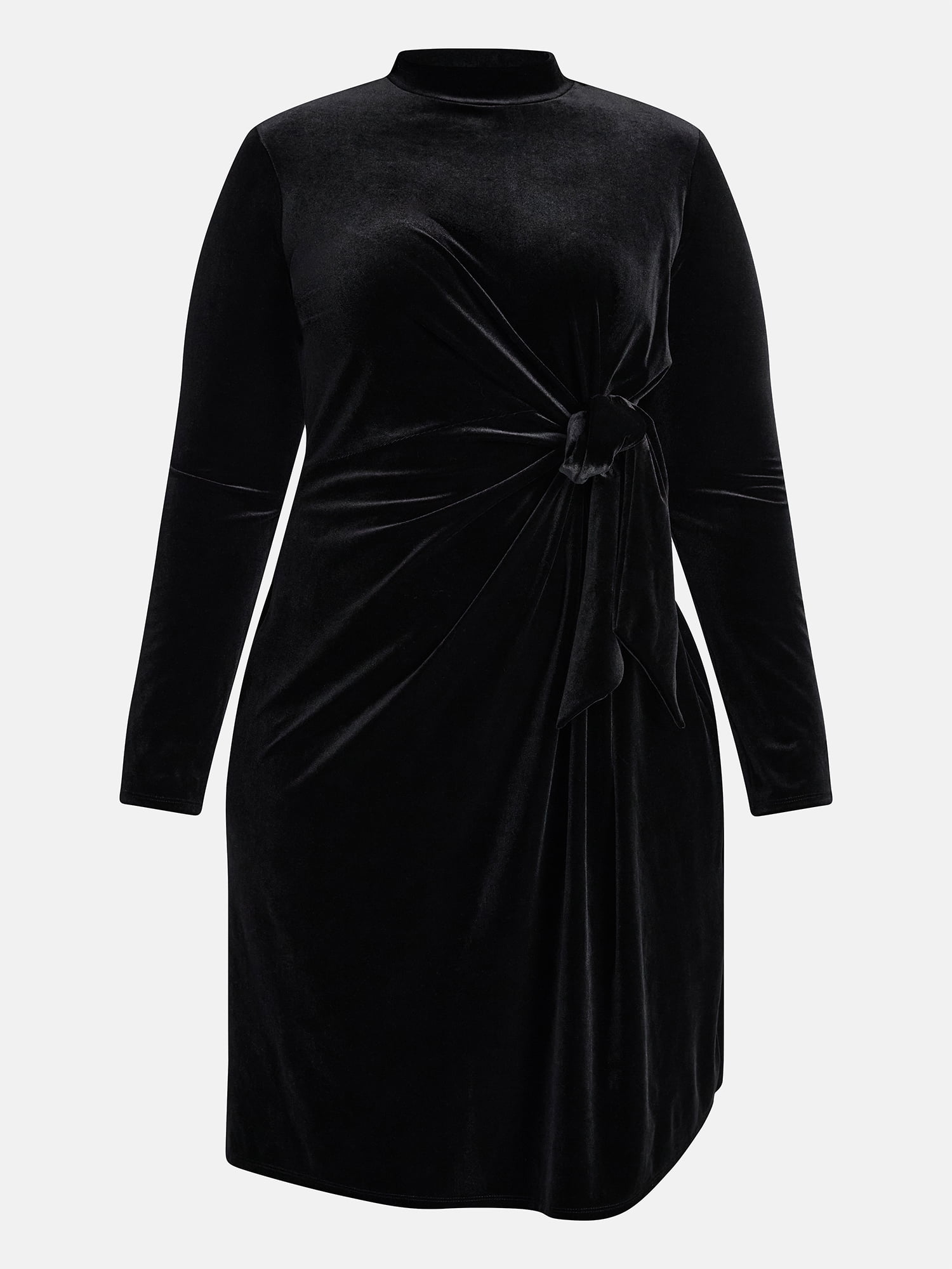 Terra & Sky Women's Plus Velvet Mock Neck Dress with Long Sleeves, Sizes 0X-4X