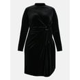 thumbnail image 5 of Terra & Sky Women's Plus Long Sleeve Velvet Mock Neck Dress, Sizes 0X-5X, 5 of 5
