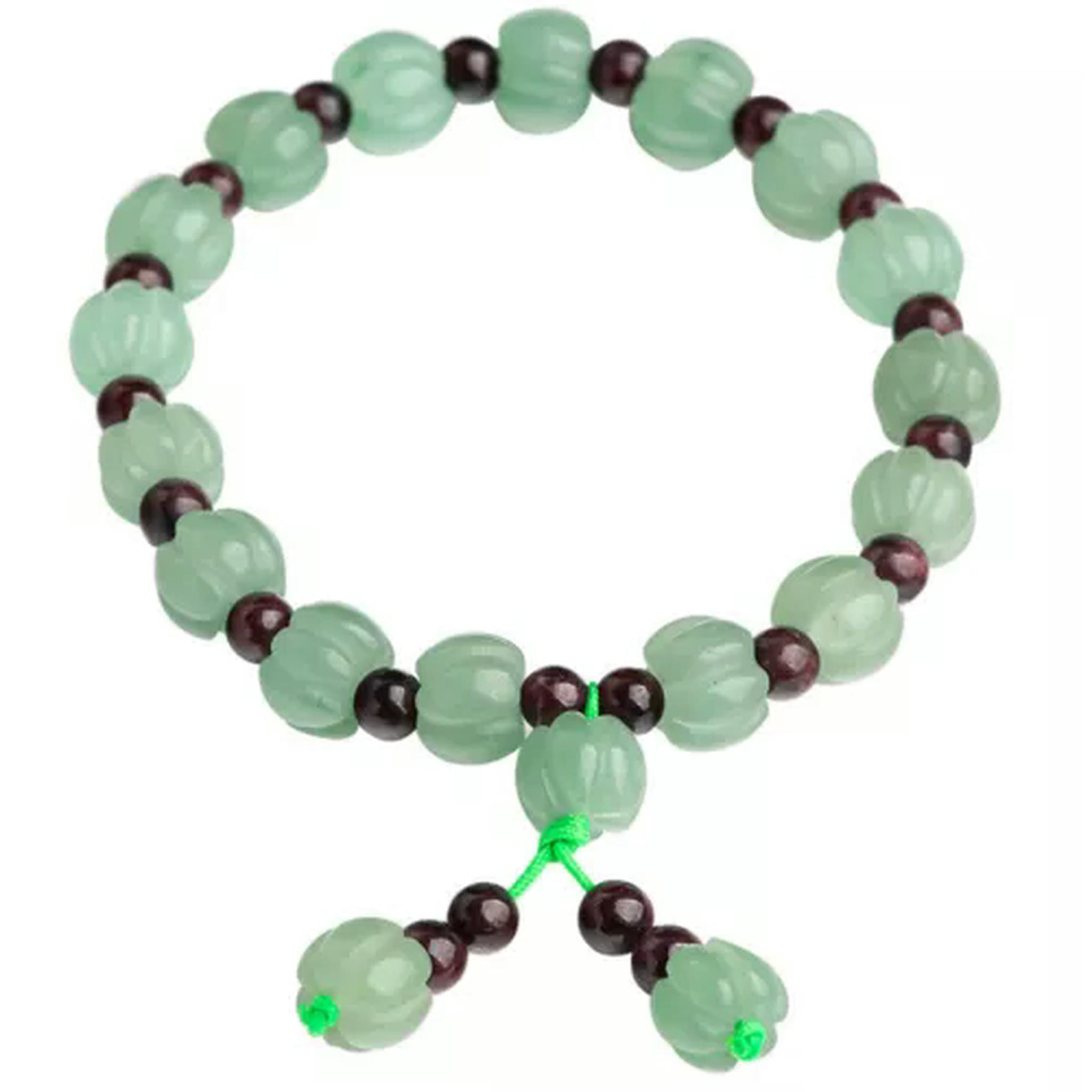 EOEMY Natural Aventurine Jade Green Pumpkin Beaded Braided Bracelet Lucky Women Gift
