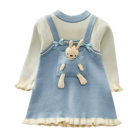 

Generic Children Knitted Outwear for Baby Toddler Girls Children Round Neck Sleeveless Princess Dress Lace Puffy Dresses Party Wedding Prom Dresses(Blue 12-18 Months)