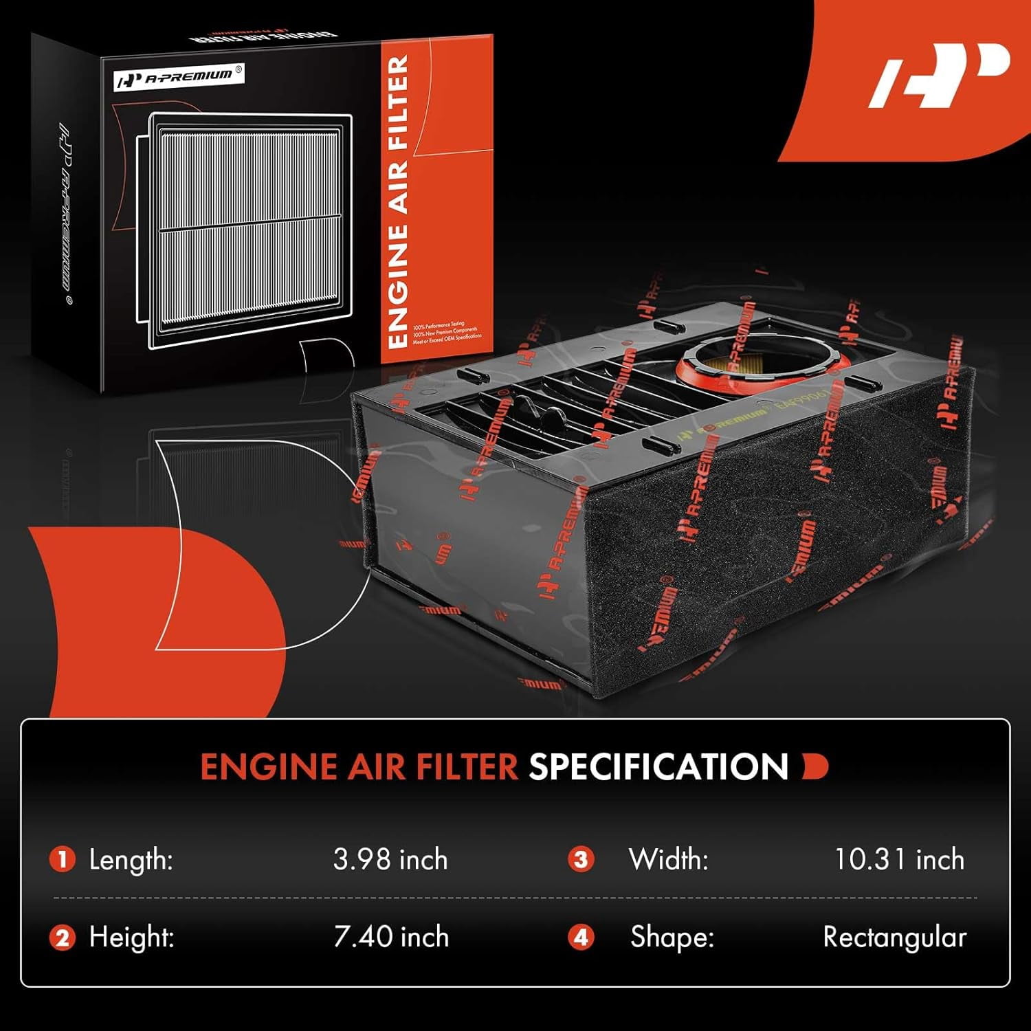 A-Premium 2-PC Engine Air Filter Compatible with Porsche Macan 2015-2024, Panamera 2017-2019, 2.0L 2.9L 3.0L 3.6L 4.0L, Replace# 95B129620, 95B129620A