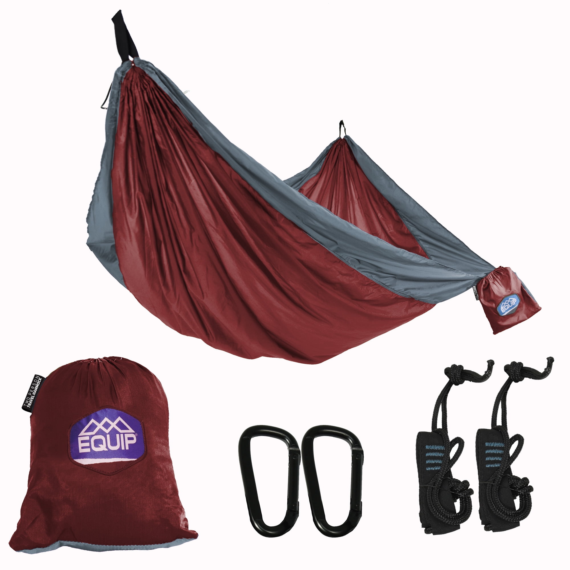 Equip 2 Person Travel Hammock Camping Hammock, Maroon & Slate