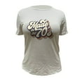 thumbnail image 3 of Plus Size Casual T-shirt, Women's Plus Art Letter "70s" Print Round Neck Short Sleeve Medium Stretch T-shirt, 3 of 7