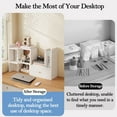 thumbnail image 4 of Expandable Desktop Bookshelf, Freestyle Adjustable Display Desk Shelf Counter Storage Rack Top Bookcase for Office & Home (Cherry Wood), 4 of 7