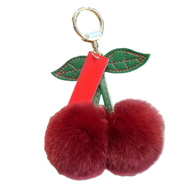 Llavero con forma de cereza esponjosa para bolso, bolso, coche, amantes de la moda.