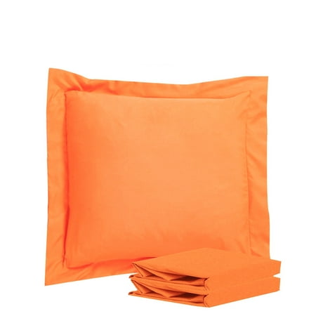 Organictune Brushed Microfiber Euro Pillow Shams Set of 2, 26 x 26 Soft and Breathable Square Pillow Cases, Orange, 26"×26"