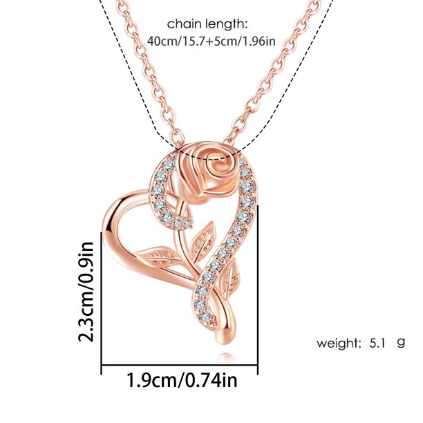 Zirconia Collar Colgante Rosa Niñas Collar Corazón Joyas para Mujeres Collares Colgantes