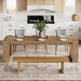 thumbnail image 6 of Tribesigns 86.61-inch Dining Table for 6-8, Farmhouse Narrow Kitchen Table with Wood Pedestal Base, Light Brown, 6 of 9
