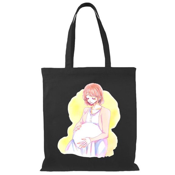 Smartprints Manga Woman Calm Pregnant Tote Bag - Image by Shutterstock, One Size Cotton Canvas Tote Bag