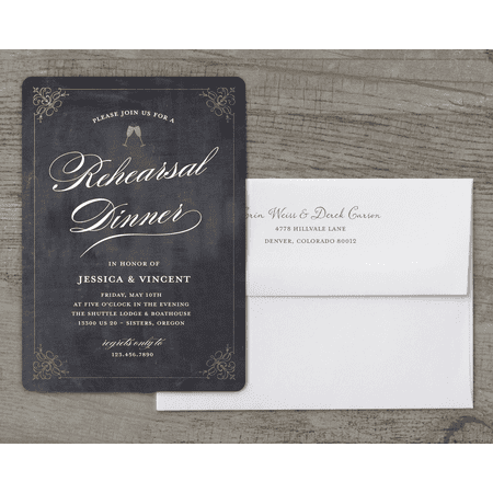 Personalized Wedding Rehearsal Dinner Invitation - Classic Rehearsal - 5 x 7 Flat