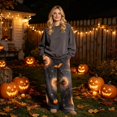 thumbnail image 2 of Halloween Sweatpants for Women Wide Leg Baggy Y2K Print Fall 2026 Casual Joggers Lounge Pants Pajama Holiday Costume Outfits with Pockets,M,Red, 2 of 6