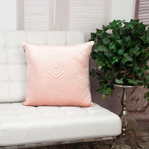 Nassau Collection Tufted Quilt Stitched Chevron Square Throw Pillow - 20" - Pink