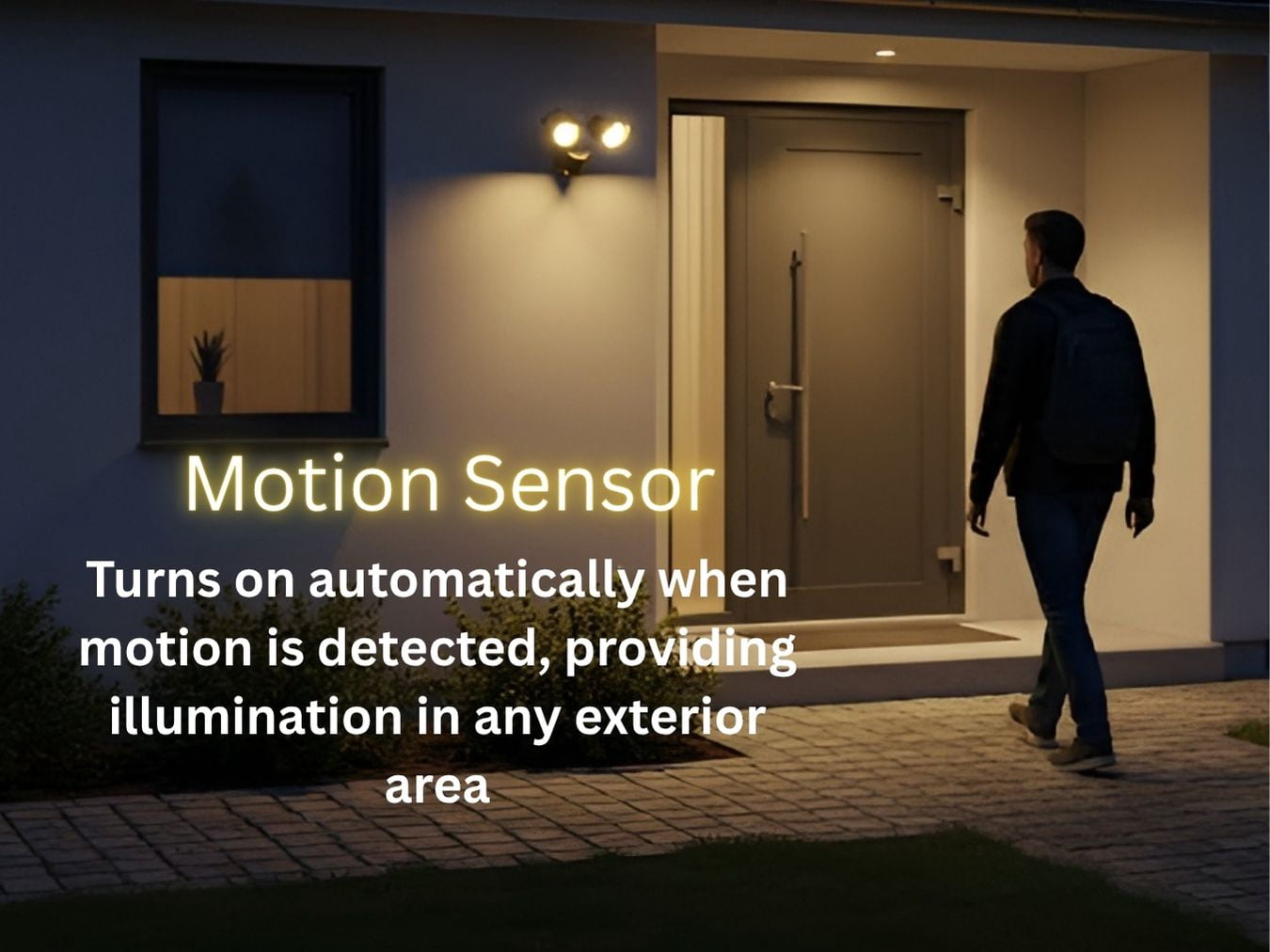 HOMEnhancements Outdoor Motion Sensor Flood Lights, 1900 Lumen, 20W, 3000K LED, Dual Heads
