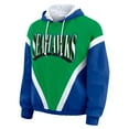 thumbnail image 2 of Women's WEAR by Erin Andrews Kelly Green/Royal Seattle Seahawks Plus Size Retro Crinkle Full-Zip Hoodie Windbreaker, 2 of 5