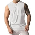 thumbnail image 2 of Hinvhai Mens Workout Cut off Shirts Perfect Muscle Shirt Bodybuilding Tops Sleeveless Gym T Shirts White 8(XL), 2 of 7