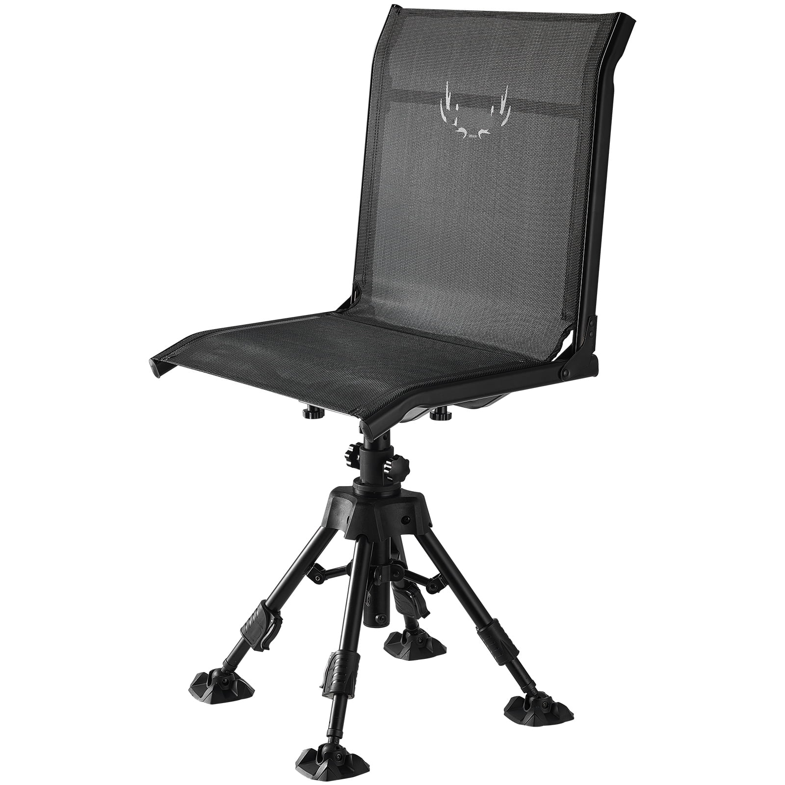 KFFKFF Hunting Chair with 360° Quiet Rotation Foldable and Portable Blind Seat Sturdy Steel Frame with Anti-Sink Feet Adjustable Height 350 lbs Weight Capacity for Outdoor Activities like Fishing