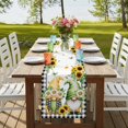 thumbnail image 4 of Table Runners 72 Inches Long Dress Scarves, Sunflower Gnomes Farmhouse Kitchen Table Runner, Coffee Tablerunners, Spring Farmhouse Country Daisy Leaf Plaid 14x72 Inch, 4 of 9