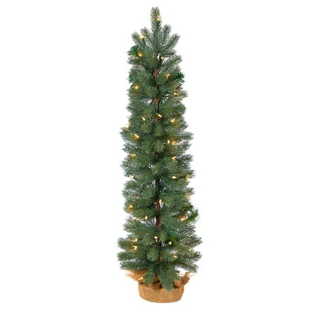 Nearly Natural Green Pine Artificial Christmas Tree with 50 Warm White Lights Set