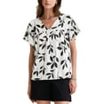 thumbnail image 2 of INSPIRE CHIC Women's Summer V Neck Ruffle Short Sleeve Floral Blouse XS White, 2 of 6