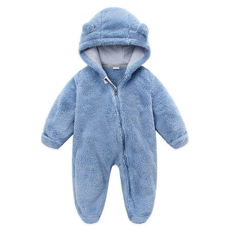 

Hirigin Hooded Zipper Closure Baby Jumpsuit Long Sleeve Winter Romper