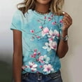 thumbnail image 2 of bnaln Tshirts Women Summer Short Sleeve Tops Casual Floral Printed T Shirts Elegant Crew Neck Tees Ladies Blouses Plus Size Petite Top Basic Going Out Work Holiday Clothes, 2 of 4