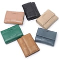 thumbnail image 4 of Cartera pequeña de piel de oveja Cartera corta para mujer Monedero plegable de cuero tejido a mano con clip para billetes, 4 of 6