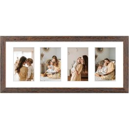 Cornice Portafoto Doppia Americanflat In Stile Driftwood - Per 2 Foto 12,7x17,8 Cm, Vetro Lucido, Per Tavolo