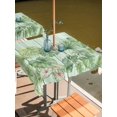 thumbnail image 2 of Outdoor Tablecloth with Umbrella Hole for Patio/Picnic/Party/Camping, Tropical Plants Waterproof Table Cloth Square Cover Washable, Summer Green Palm Leaves Wooden Grain (54"x 54"), 2 of 8